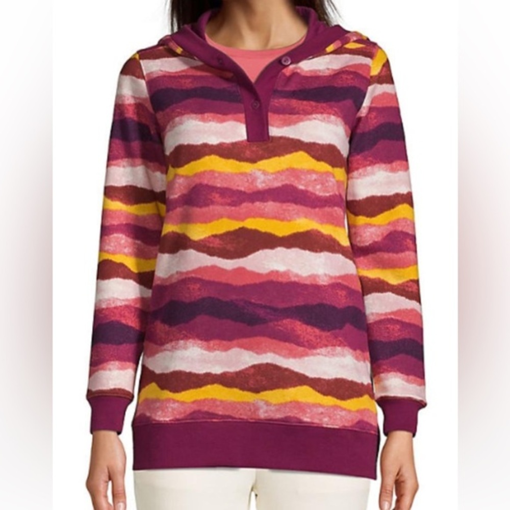 LANDS END SERIOUS SWEATS Ombré Long Sleeve Hoodie. Size L